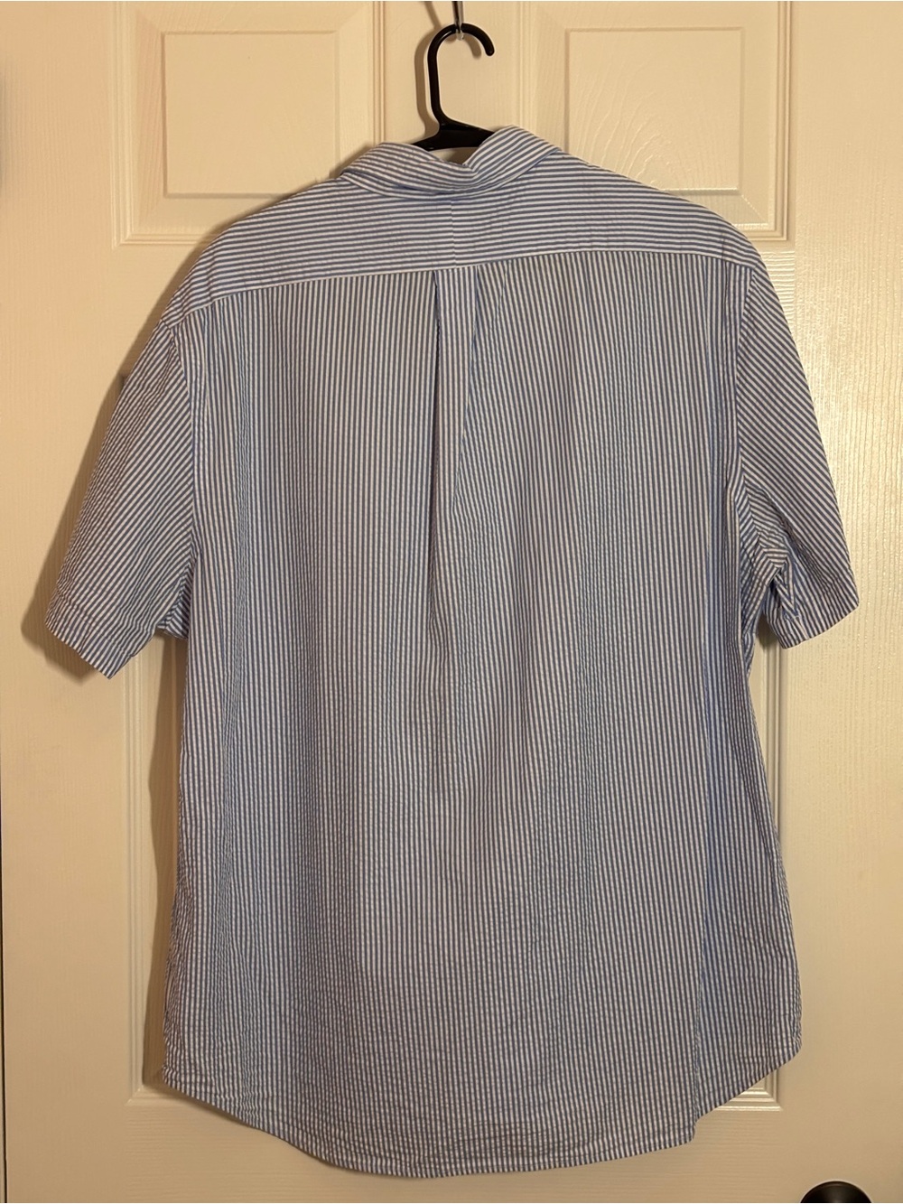 Ralph Lauren Seersucker Blue White Striped Short Sleeve Button Down Shirt MensXL - Picture 3 of 5